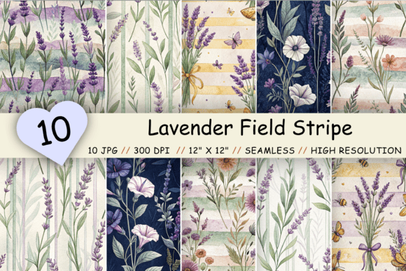 Download Lavender Field Stripe Digital Paper - Stripe digital paper Collection