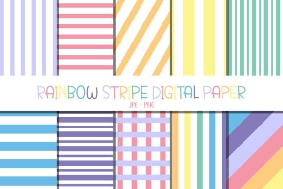 Download Rainbow Stripe Digital Paper - Stripe digital paper Collection