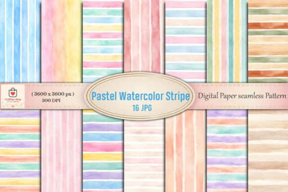 Download Pastel Watercolor Stripe Digital Paper - Stripe digital paper Collection