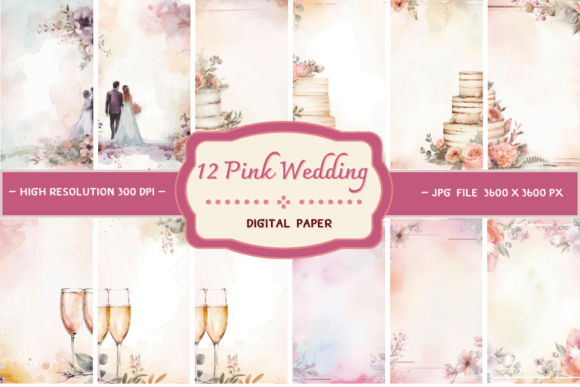 Download Pink Wedding Digital Paper Backgrounds - Backgrounds Collection