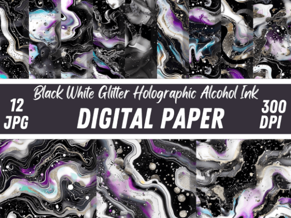 Download Black White Glitter Holographic Alcohol - Premium Resources
